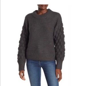 Elodie | Gray Bubble Sleeve Knit Pullover Sweater